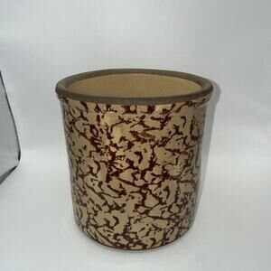 Vintage Red Brown Spongeware Crock 6” Tall x 6” Wide Unmarked